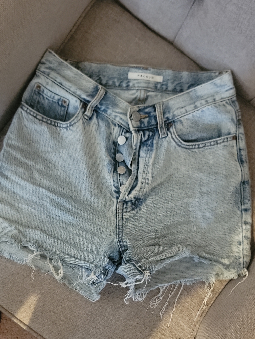PacSun Light Wash High-Rise Button-Front Denim Shorts
